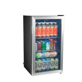 Холодильник и кулер для напитков на 115 банок, вид из нержавеющей стали, винный кулер, холодильный шкаф Mini  Изображение