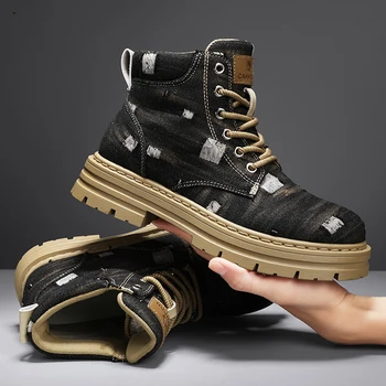 CYYTL Мужские ботинки 2023, Зимняя повседневная обувь, Роскошные ботильоны на платформе, Безопасность для пеших прогулок, Мотоцикл 