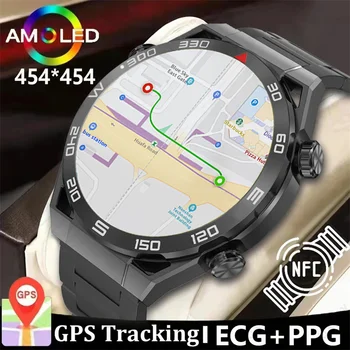 Для Huawei Xiaomi NFC Смарт-Часы Мужские GPS Трекер AMOLED 454*454 HD Экран Пульсометр ЭКГ + PPG Bluetooth Вызов SmartWatch 2023 Новый Изображение