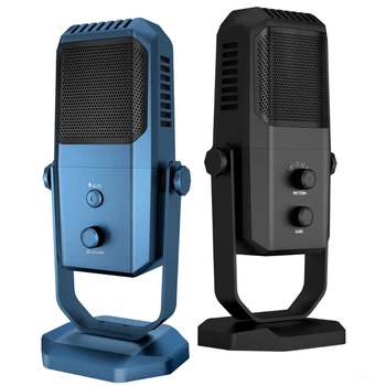 Студийный конденсаторный микрофон для записи совещаний, видеоигр, с кабелем-подставкой, регулятор громкости наушников B2RC Изображение