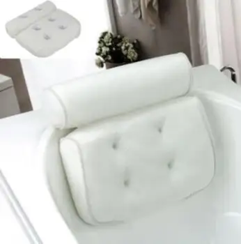 Дышащая 3D сетчатая подушка для ванны с присосками для поддержки шеи и спины, спа-подушка для дома, гидромассажная ванна, аксессуары для ванной комнаты Изображение