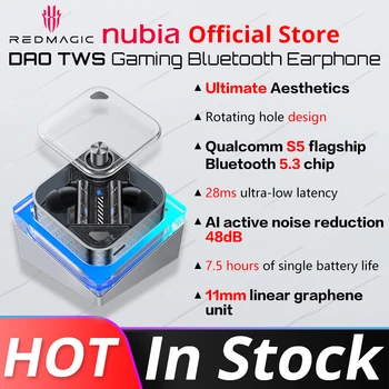 Игровые наушники Nubia RedMagic DAO TWS Беспроводной Bluetooth 28 мс с низкой задержкой ANC AI Активное шумоподавление 48 дБ Высококачественный звук Изображение