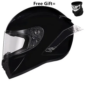 Новая акция, Прозрачный козырек в горошек, Мотоциклетный шлем с рисунком черепа Ce, Защитный гоночный Мото шлем Casco Capacete, черный глянец M Изображение