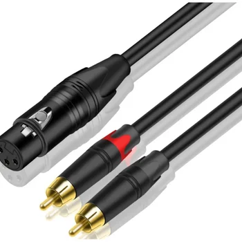 Высококачественный Металлический корпус из голой меди, оболочка из 99,99% ПВХ, поддержка OEM-разъема XLR 3-Контактный для двойного кабеля RCA, xlr-2rca Y-кабель Изображение