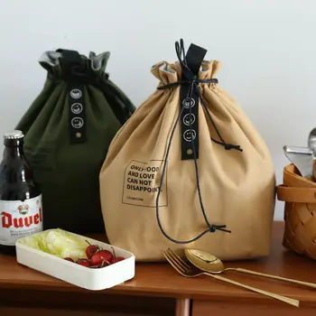 Новая простая сумка для еды с изоляцией из японского хлопка и конопли, промышленная сумка для пикника из парусины Изображение