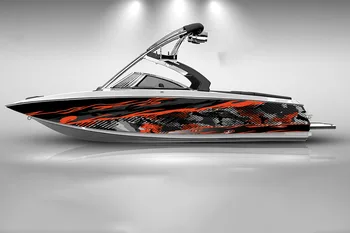 абстрактный полосатый нерегулярные геометрические фигуры лодка наклейка обернуть рыбу лодка винил водонепроницаемый лодка наклейка графический наклейка СДЕЛАЙ САМ лодка Изображение