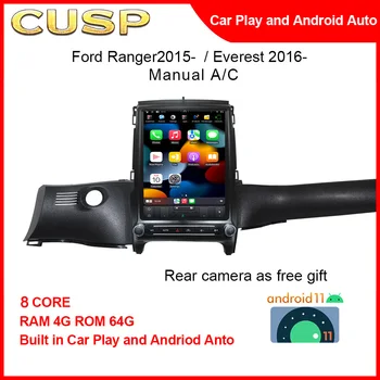 Вертикальный экран в стиле CUSP Tesla для Ford Ranger 2015-/Everest 2016- 12,1 дюймов 4G + 64G Двойной Din Apple Play Автомобильный стерео DVD DSP Изображение