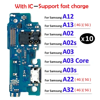 10 Шт. USB Порт Для Зарядки, док-станция, Зарядная плата, Гибкий Кабель Для Samsung A03 Core A02 A02s A03s A13 A12 A22 A32 A33 A53 4G 5G Изображение