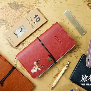 Ретро блокнот для путешествий, маленький портативный корейский креативный дневник для записей от руки, статья, искусство, пустая ручная книга, простой блокнот для путешествий Изображение