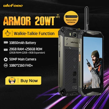 (Новинка 2023 года) Ulefone Armor 20WT Прочный водонепроницаемый смартфон DMR Walkie-Talkie 10850 мАч Мобильные телефоны 20 ГБ + 256 ГБ Телефон Android Изображение