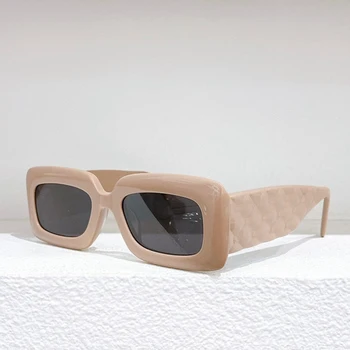 Новые прямоугольные солнцезащитные очки uv400 9108, модные зеркальные ножки в клетку, женские солнцезащитные очки с козырьком, солнцезащитные очки для путешествий на открытом воздухе Изображение