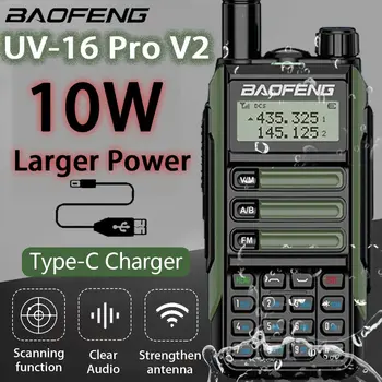2022 BaoFeng UV-16 PRO Высокомощная Антенна Портативная Рация Type-C Зарядное Устройство Дальнего Действия Водонепроницаемый Приемопередатчик UV16 Ham TwoWay Radio Изображение
