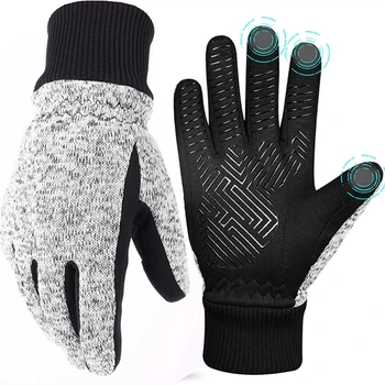 Зимние перчатки, термальные перчатки, теплые перчатки для холодной погоды, Перчатки для рыбалки на открытом воздухе, перчатки для бега, велосипедные перчатки с сенсорным экраном для мужчин и женщин Изображение