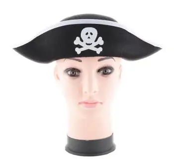 Пиратская Шляпа Капитана с Черепом и Скрещенными Костями Дизайнерская Кепка Костюм для Маскарадной вечеринки Хэллоуин Полиэстер 2022 Cos Prop Изображение