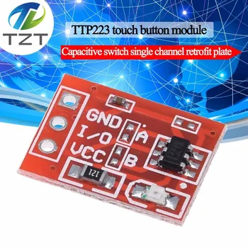 Модуль сенсорного ключевого переключателя TZT TTP223 Сенсорная кнопка Самоблокирующиеся/Неблокирующиеся Емкостные Переключатели Реконструкция одного канала Изображение