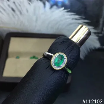 KJJEAXCMY fine jewelry S925 стерлинговое серебро, инкрустированное натуральным изумрудом, новинка, винтажное регулируемое кольцо, тест поддержки, хит продаж Изображение