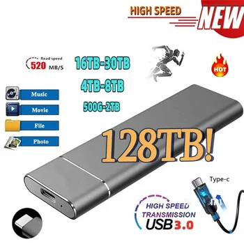 Высокоскоростной 500 ГБ 2 ТБ 4 ТБ 8 ТБ 16 ТБ SSD Портативный внешний твердотельный жесткий диск с Интерфейсом USB3.1 Мобильный жесткий диск Для Ноутбука Mac Изображение