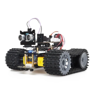 Умный Робот-танк Комплектные Комплекты для Программирования Arduino DIY Обновленная версия для обучения STEM Многофункциональный комплект с кодами Изображение
