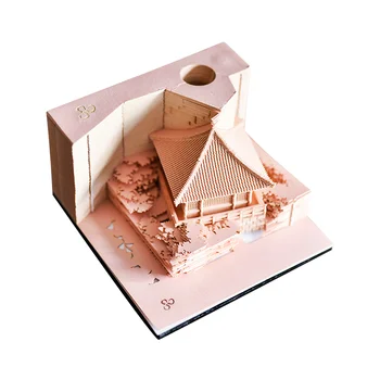 Omoshiroi Block 3D Блокнот Кубики Милый Павильон Мини 3D Блокнот Led Diy House Kawaii Бумага для заметок Оригинальный подарок Гостям Свадьбы Изображение