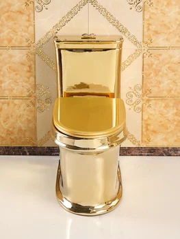 Туалетный столик креативного цвета с защитой от запаха, керамический бесшумный сифон, супер-насосный унитаз, умный унитаз, золотой унитаз Изображение