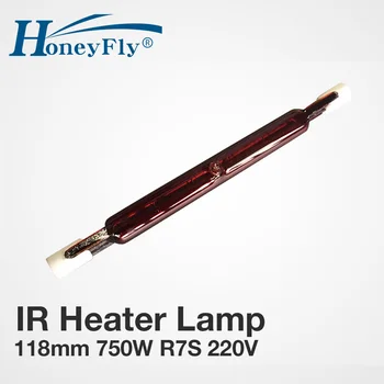 HoneyFly 3шт J118 220V 750W Инфракрасная галогенная лампа, двойная спиральная Галогенная трубка для нагрева, сушки, Кварцевая трубка, Стекло Изображение