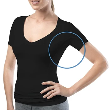 100% Ультра мягкая, легкая женская футболка из модала премиум-класса с V-образным вырезом, защищающая от пота, помогает вам оставаться сухими и комфортными Изображение