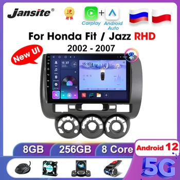 Jansite 2 Din Android 11 Автомобильный Радиоприемник Для Honda Fit Jazz City RHD 2002-2007 8G + 256G Мультимедийный Видеоплеер Carplay Auto Stereo RDS Изображение