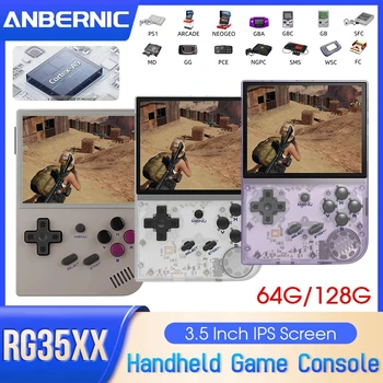 ANBERNIC RG35XX Мини Ретро Портативная игровая консоль Linux Система 3,5-дюймовый IPS Видеоигровой плеер Детские Подарки На Рождество 64G + 128G Изображение