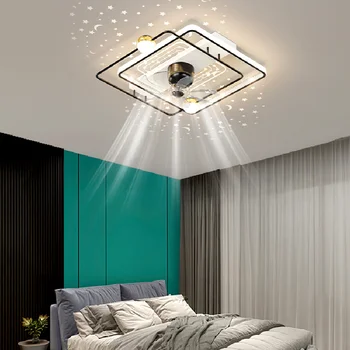 Украшение гостиной декор спальни светодиодные потолочные вентиляторы с подсветкой дистанционное управление Потолочный вентилятор для столовой освещение в помещении Изображение