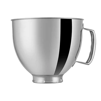 Чаша из нержавеющей стали серебристого цвета для миксера Kitchenaid объемом 4,5-5 кварт с наклонной головкой, для чаши миксера Kitchenaid, можно мыть в посудомоечной машине Изображение