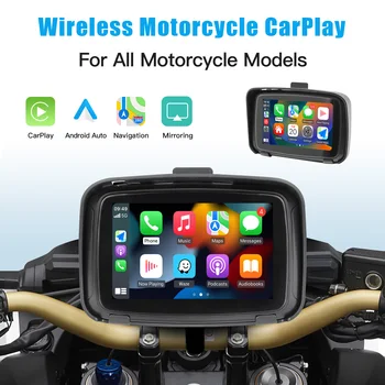 CARABC 5-дюймовый Портативный GPS-навигатор для мотоцикла, Водонепроницаемый дисплей Apple Carplay, Беспроводной мотоцикл Android Auto IPX7 GPS Scre Изображение