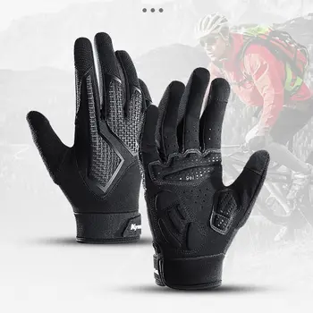 Нейлоновые велосипедные перчатки износостойкие амортизирующие Велосипедные перчатки Ветрозащитные практичные перчатки с полными пальцами для 1 пары Изображение