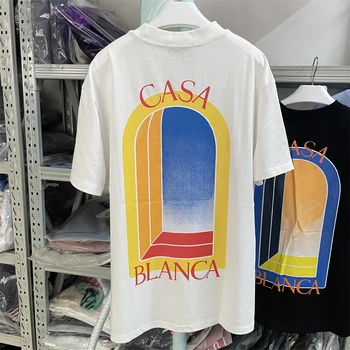 Летняя новая футболка Casablanca Для мужчин и женщин, лучшее качество, Бланка, модная повседневная футболка с аниме Ангелом, футболки Изображение