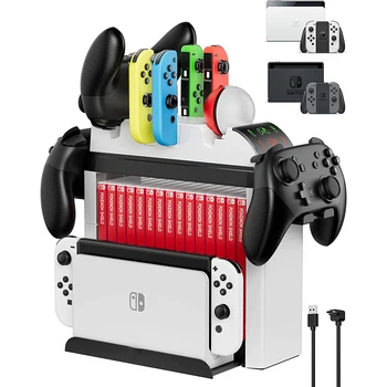Многофункциональная зарядная док-станция для Nintendo Switch OLED / Switch, хранилище для контроллеров Joy Cons Pro и Ball Plus Изображение