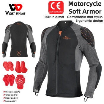 WEST BIKING Мотоциклетная мягкая бронированная куртка Летняя дышащая Велосипедная майка, сертифицированная CE для мотокросса, Защитное снаряжение для гоночных велосипедов Изображение