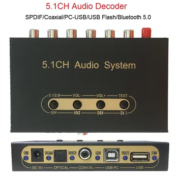5.1 Аудио Декодер DTS Dolby AC3 Конвертер SPDIF Toslink Коаксиальный ПК USB Flash Bluetooth 5.0 Аудио Декодирование для Домашнего Кинотеатра Изображение