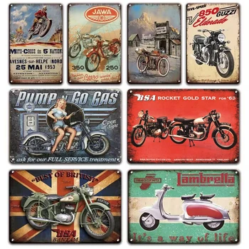 Мотоциклы Triumph Металлическая жестяная вывеска Гараж Домашний декор Винтажный плакат знаки для гостиной настенные декоративные таблички Изображение