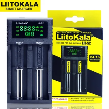 Liitokala Lii-S2 Зарядное устройство с двойным слотом 18650 1,2 В 3,7 В 3,2 В AA/AAA 26650 21700 NiMH литий-ионный аккумулятор Smart Charger Изображение