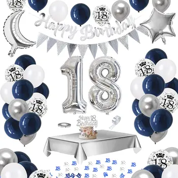 Декор воздушными шарами на 18-30-й день рождения, 40-50-летний День рождения, украшения для мужчин и женщин, Гирлянда из голубых конфетти, арка из воздушных шаров Изображение