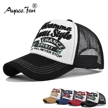Бейсбольная кепка с вышивкой, Новая летняя однотонная Сетчатая кепка от Солнца, Мужская, женская, Унисекс-Подростковая Хлопковая Кепка Snapback, Модная шляпа для рыбалки в стиле хип-хоп Изображение
