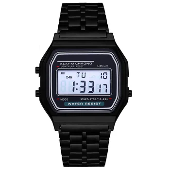 Мужские часы Модные светодиодные цифровые часы Мужские Спортивные военные Наручные часы Винтажный браслет из нержавеющей стали Электронные часы Reloj Изображение