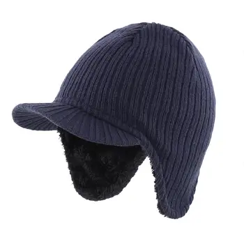 Мужская зимняя шапка Connectyle с ушанкой, Ветрозащитный козырек, шапочка-бини, мягкая теплая вязаная шапка на подкладке Изображение