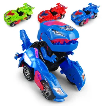 Креативный деформационный динозавр, игрушечный автомобиль, головоломка, Динозавр, электрическая игрушка, светодиодный мигающий свет, музыкальный автомобиль, игрушки для детей Изображение