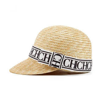 Женская соломенная шляпа, женский летний солнцезащитный козырек, защита от ультрафиолета, классическая Ретро-шляпа рыбака, женская специальная кепка для пляжного отдыха Изображение