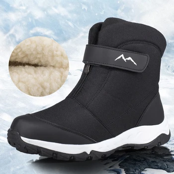 Обувь, мужские зимние ботинки, мужские водонепроницаемые хлопковые теплые бархатные зимние ботинки для Северо-Востока, уличная повседневная обувь Изображение