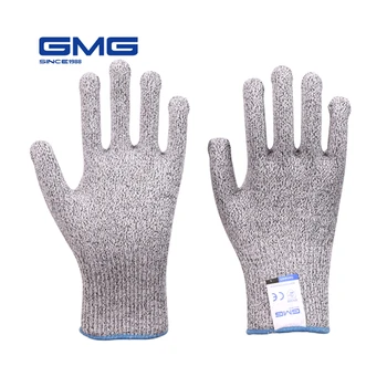 Перчатки с защитой от порезов GMG Серый черный HPPE EN388 Уровень 5 ANSI Рабочие защитные перчатки с защитой от порезов Защитные перчатки с защитой от порезов Изображение
