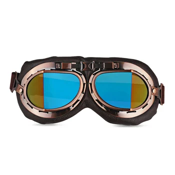Ретро Мотоциклетные очки, Винтажные Мото Классические Очки Для квадроцикла в стиле стимпанк, Медный шлем, Бестселлер, Кожаные очки Изображение