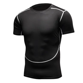 Боксерские Сандалии для фитнеса, облегающая спортивная футболка, Мужская одежда для бега, быстросохнущая одежда для велоспорта, Компрессионная одежда для бега трусцой Изображение