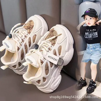 Детская спортивная обувь 2023 года, новая весенне-осенняя обувь для девочек, повседневная обувь для мальчиков, крутые маленькие белые туфли, обувь для папы Изображение