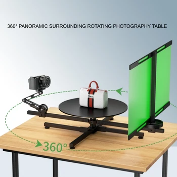 Вращающийся стол для фотосъемки с панорамным видом на 360 °, Вспомогательная база для видеосъемки в Фотостудии, Зеркальная камера, Круглая Поворотная Подставка Изображение